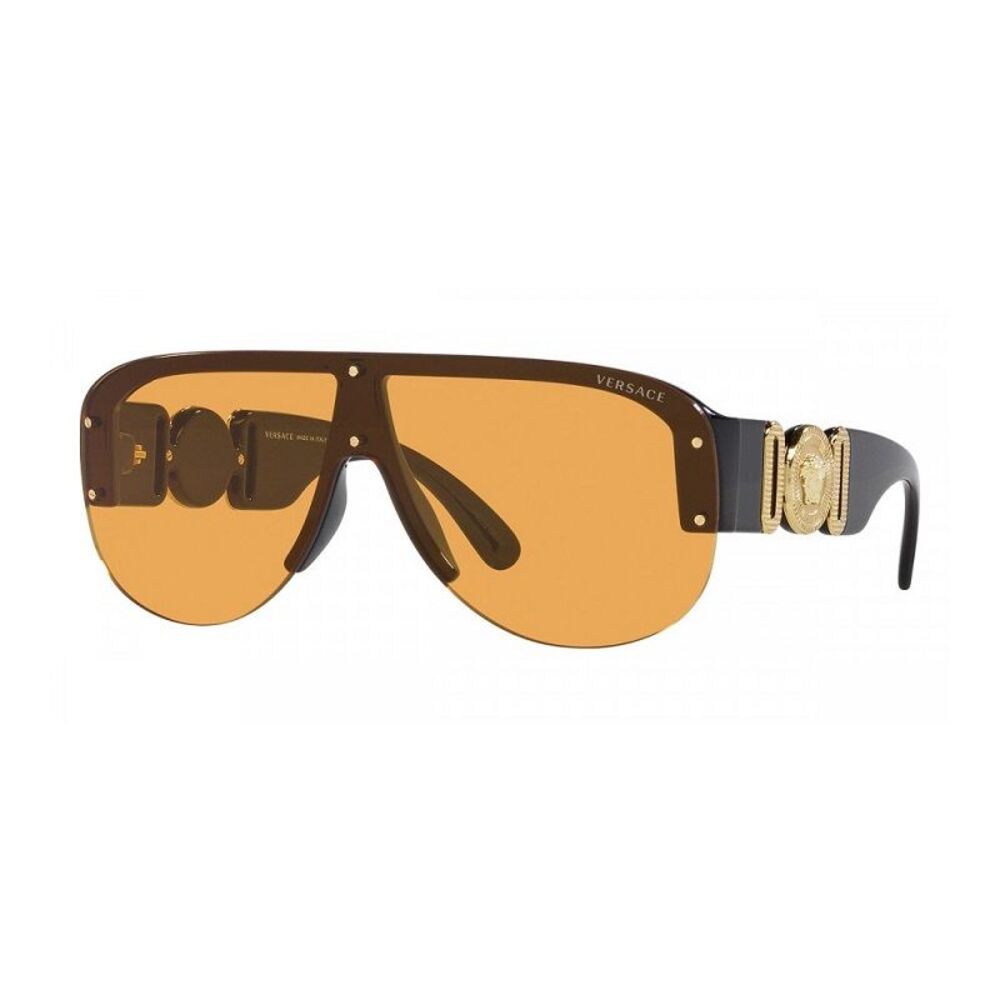 Versace Sunglasses Aviator Semi Rim, Black Frame and Orange Lens VE4391GB1/7
